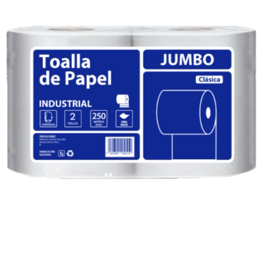 Toalla de Papel 2 X 250 Jumbo 100% Virgen Para dispensador